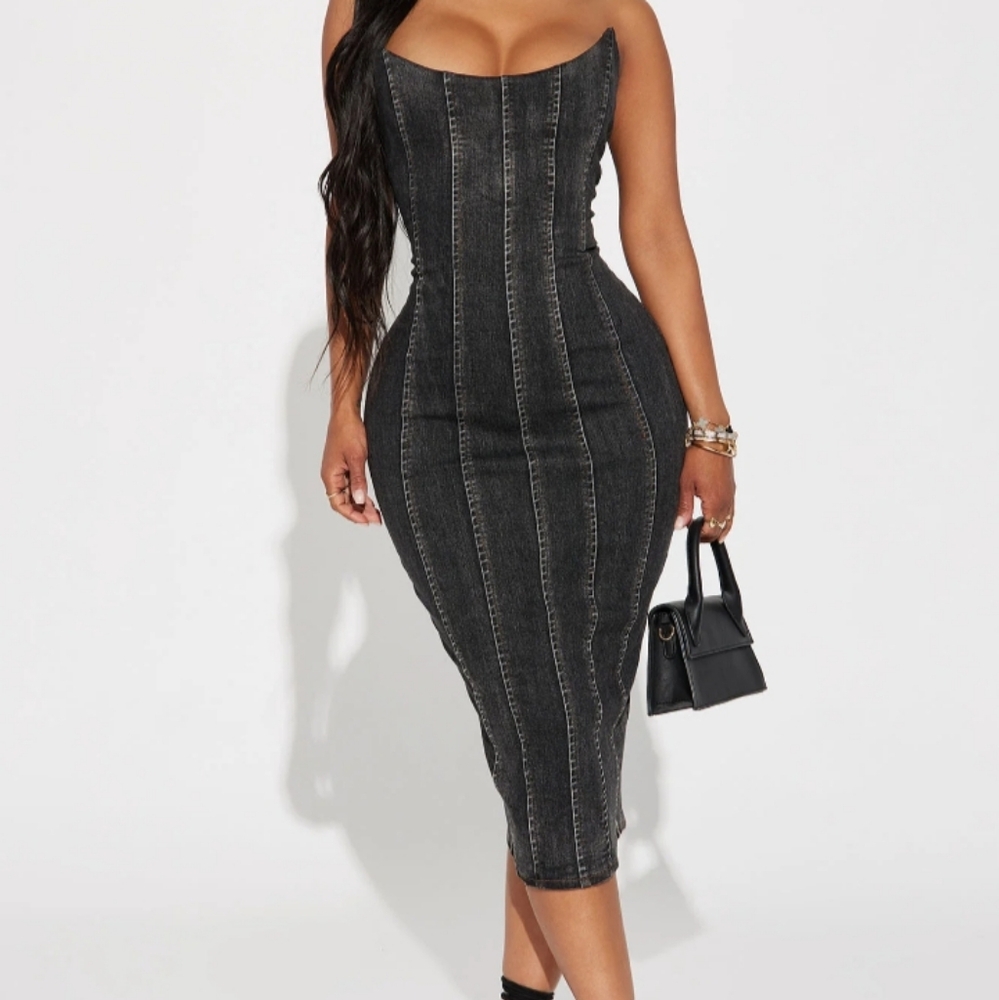 Denim midi strapless dress BRAND NEW